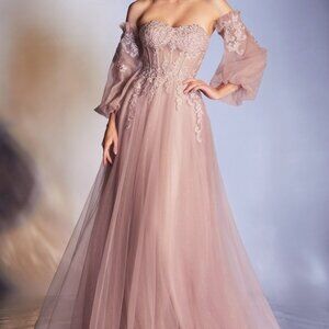 Dusty Rose CORSET STRAPLESS BALL GOWN Evening 948